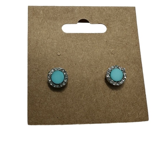 Round Turquoise Pierced Earrings - Picture 4 of 6